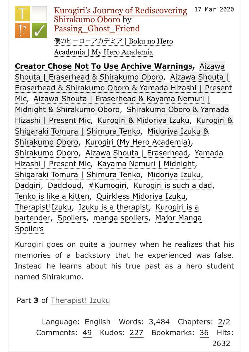 bnhaficrec's tweet photo. I almost forgot about this one!! It is such a good series(^人^)
「Therapist! Izuku by Passing_Ghost_Friend」
˚✧ https://t.co/AUMB6YS0gg
#bnha #mha #fanfic #fic #fanficrec #quirkless #izuku #theLOV #villainrehab https://t.co/vOyIxQVcJf