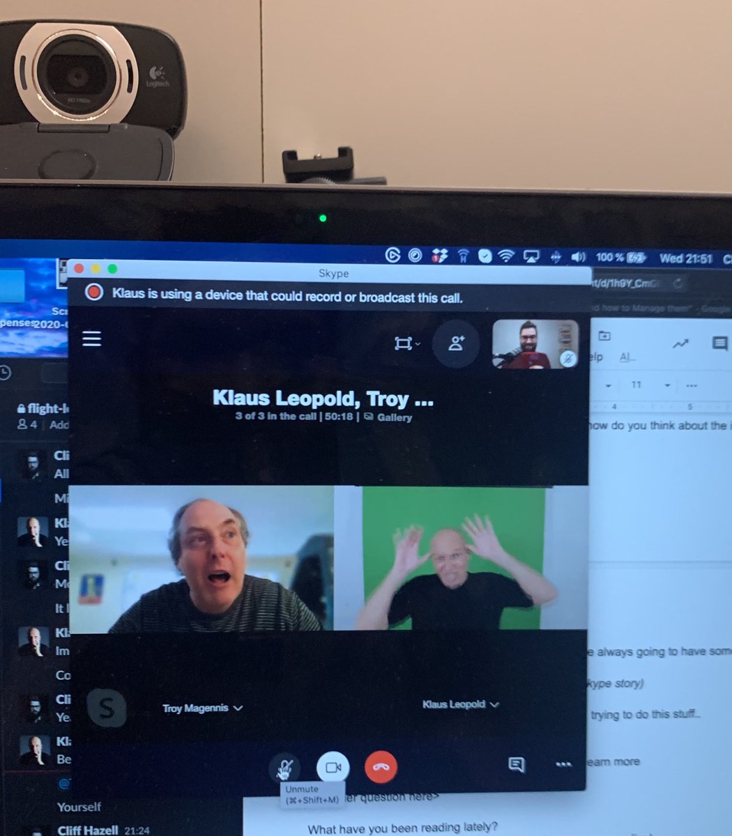 cliffhazell's tweet image. Behind the scenes from yesterday’s #FlightClub @klausleopold having fun while @t_magennis answers questions.