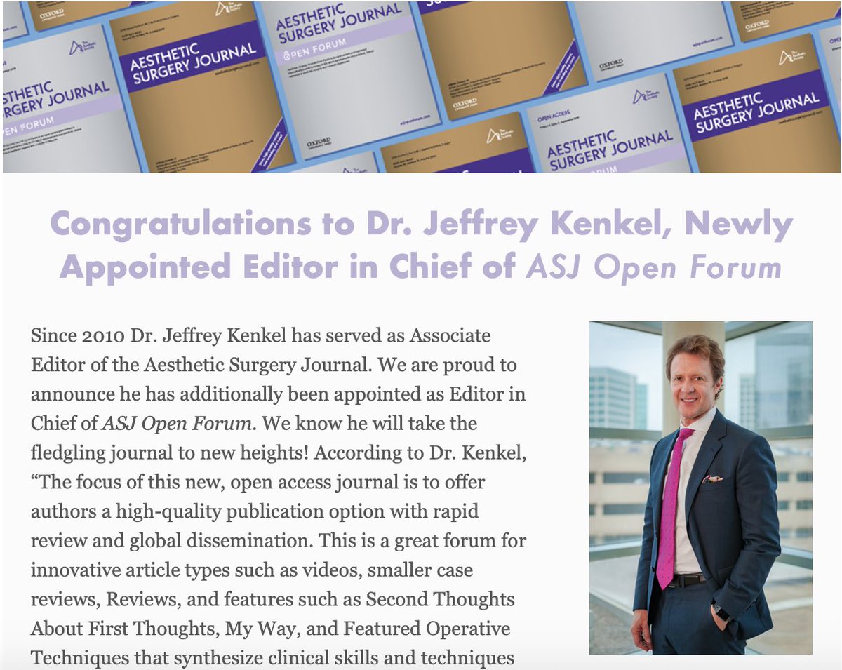 Warm & sincere congratulations @drkenkel on becoming Editor in Chief of ASJ Open Forum! Your team appreciates you and thanks you for your leadership. Here's to the future! @NahaiDr @TheAestheticSoc @drroykim @DrGrantStevens @jgusenoff @DrMoAlghoul @draustin_prs @DallasPlasticMD