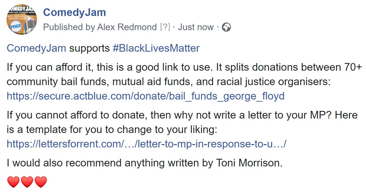 ComedyJam supports #BlackLivesMatter 
Donate: secure.actblue.com/donate/bail_fu…
Write: secure.actblue.com/donate/bail_fu…