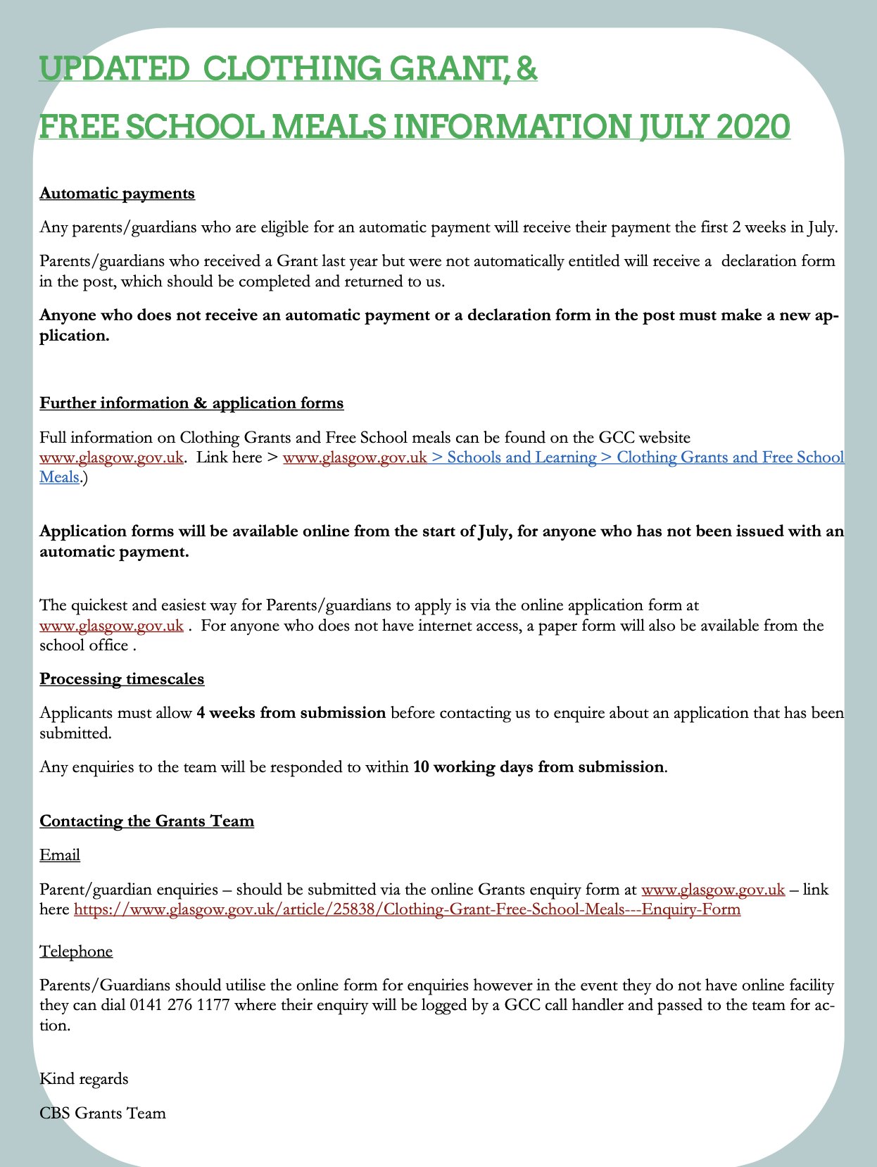 St Margaret Mary&rsquo;s Secondary School on X: &ldquo;Dear Parents/Carers 