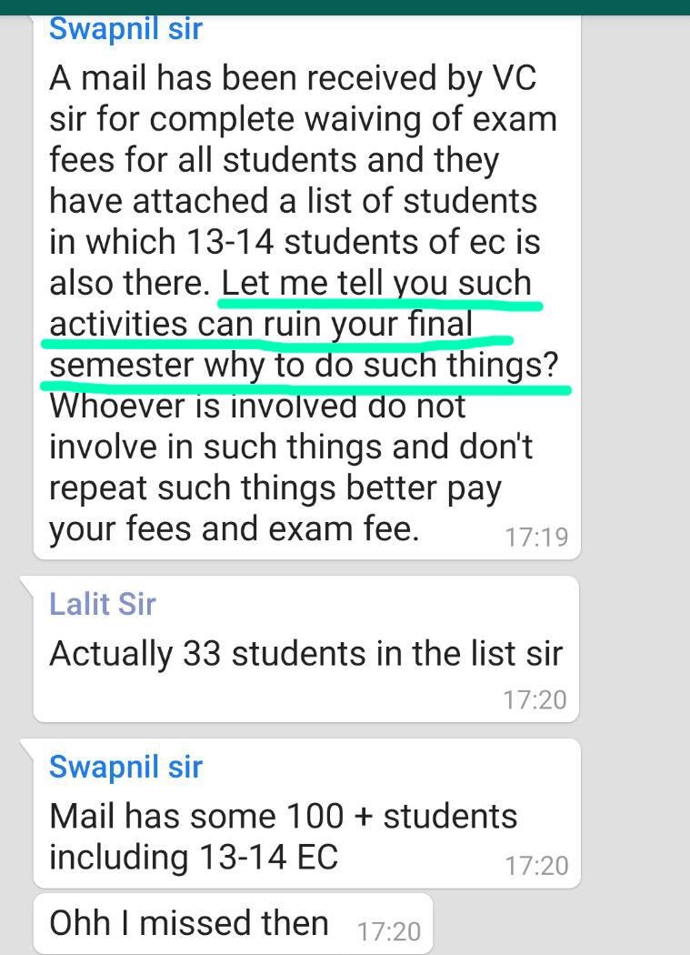 SvvvStudents's tweet photo. But we didn’t  get any response, instead faculties started pressurizing us to pay fee even they started threatening that they can ruin our final semester if we did any thing against this injustice 
@ChouhanShivraj @schooledump 
@ugc_india  @upinderdhar @timesofindia @ANI https://t.co/AViEI5OXW1