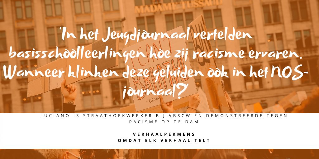 verhaalpermens's tweet photo. Luciano, #straathoekwerker in #Amsterdam #Zuidoost, kent #racisme maar al te goed. Hij ging maandag met een mondkapje op #demonstreren op de Dam. Lees het #interview hier: https://t.co/aP3prTTY3Y

#blacklivesmatterNL #verhaalpermens #vbscw https://t.co/STIGaGsEg7