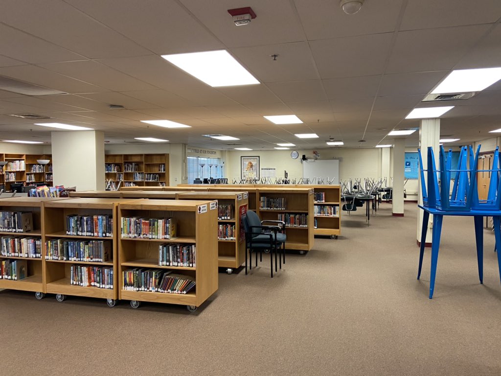 NMMSLibrarian's tweet photo. What a strange way to close out the yr. The library will not be what it was when we left on 3/13/20. I will desperately miss this 8th grade class. My favorite lunch bunch. I will miss their laughter and creativity and silliness. ๐ ๐ #classof2020 #librarylife #slmp19 @nmmsptsa https://t.co/3k5D0ihXr7