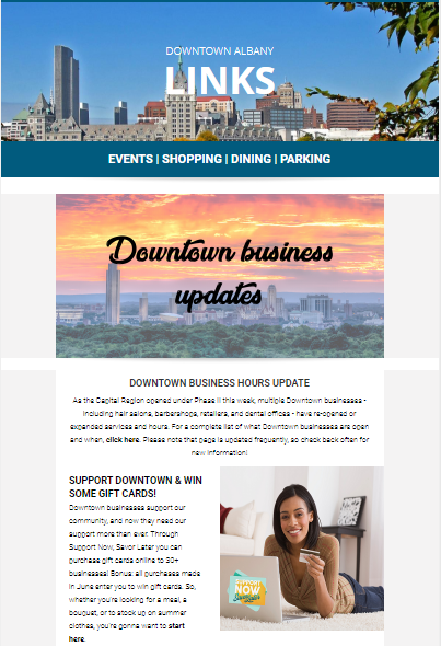 AlbanyBID's tweet photo. Did you miss the most recent edition of our e-newsletter Links? You can view it right here: https://t.co/Jtfl7YbVkI

Psst - to get business updates and e-vent info delivered right to your inbox, sign up for the biweekly Links here: https://t.co/etxxaQsWbj

#DowntownAlbany https://t.co/4dlyIOfGLY