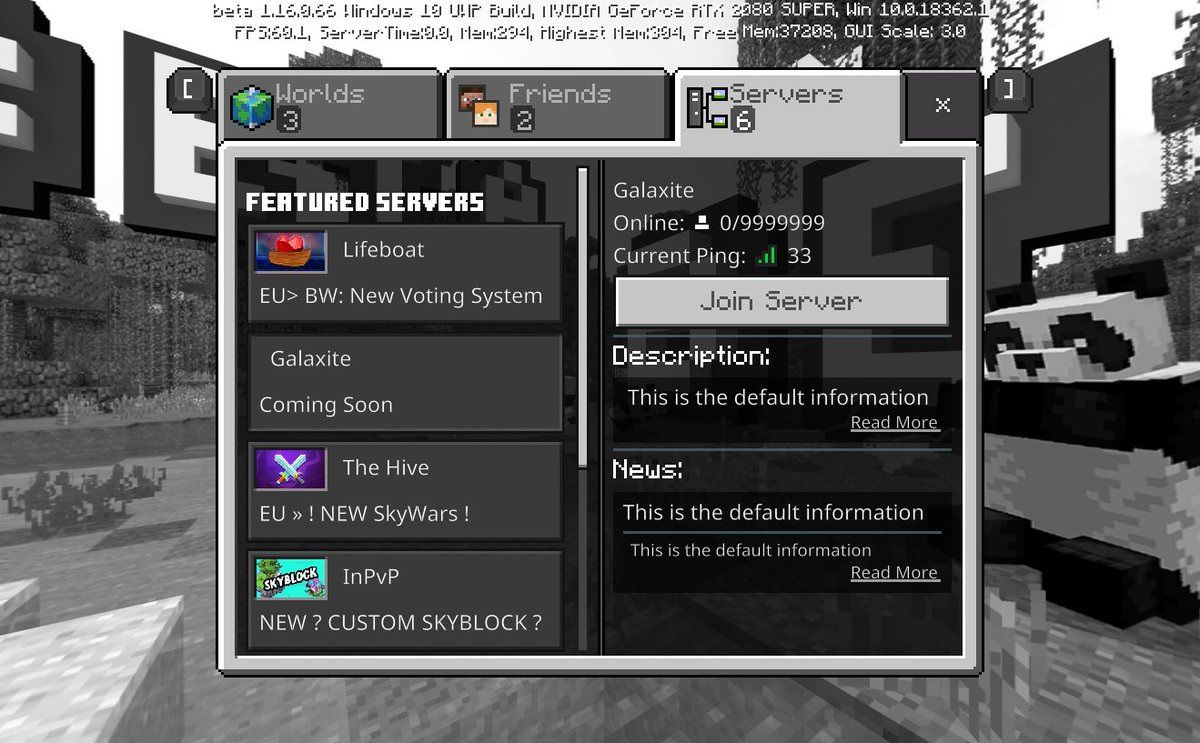 Scott Eckosoldier On Twitter Looks Like A New Official Server Is Coming To Minecraft Bedrock Server Listing Galaxite Is Showing In The Latest 1 16 Beta 1 16 0 66 Https T Co Q5yv2hdspb Twitter