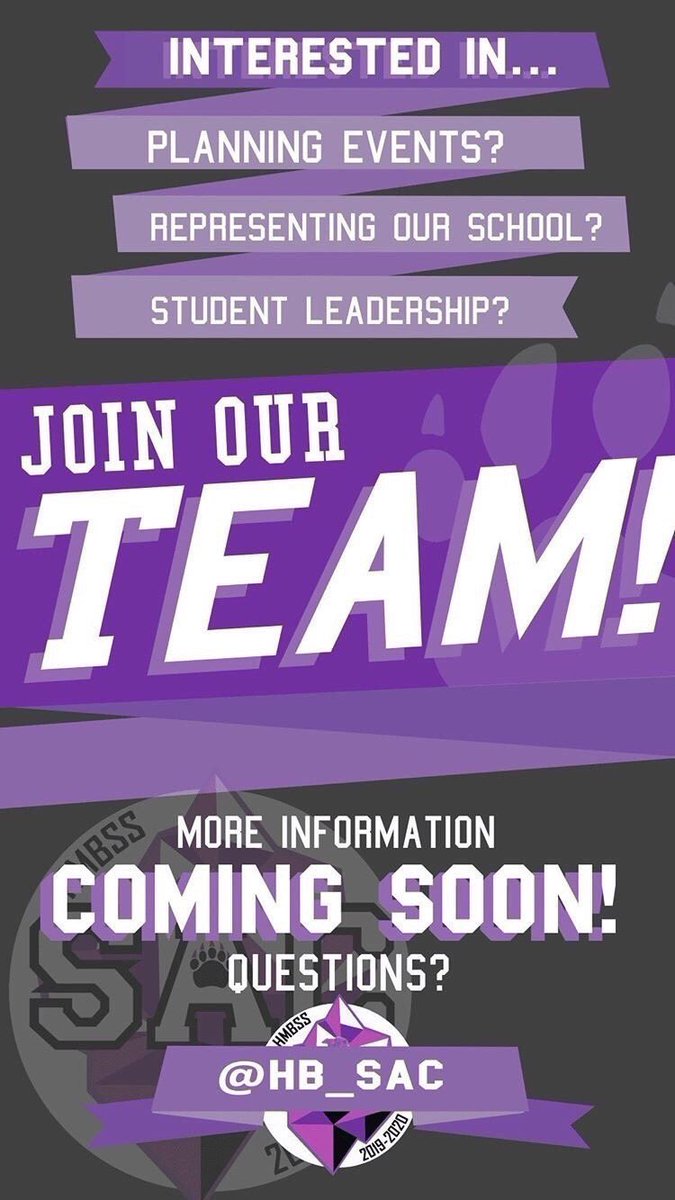 Hello HB! It’s time to apply to join the SAC 2020-2021 team! More info coming soon. Follow <a href="/hb_sac/">HMBSS SAC</a> on Instagram for more updates.