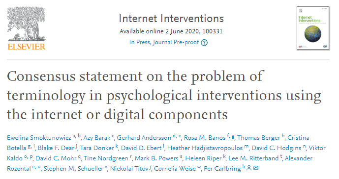 TomVanDaele's tweet photo. "The field of Internet-delivered interventions faces inconsistent terminology ... a common glossary should be proposed." Couldn't agree more! #ementalhealth #digitalmentalhealth #etherapy #onlineinterventions #telepsychiatry #guidedselfhelp ... https://t.co/TuDNNGFcv9 https://t.co/VieJKMteJ4