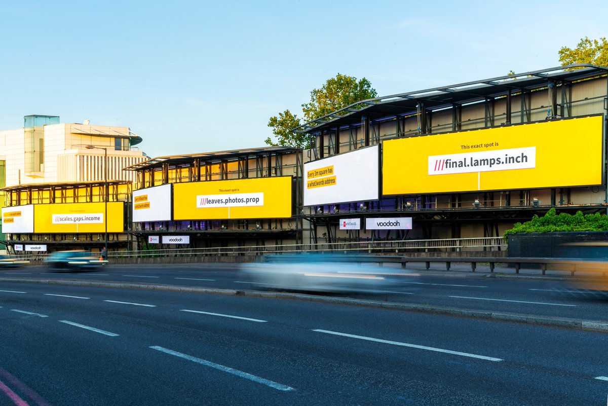 billboards displaying what3words addresses