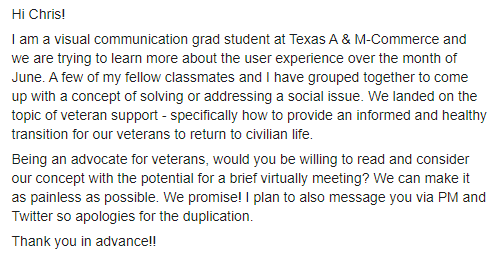 Yours_Truly's tweet photo. @prattprattpratt 

Hi Chris!

We would like your help in support of our veterans. Are you interested and available? https://t.co/97bYgu7cW2