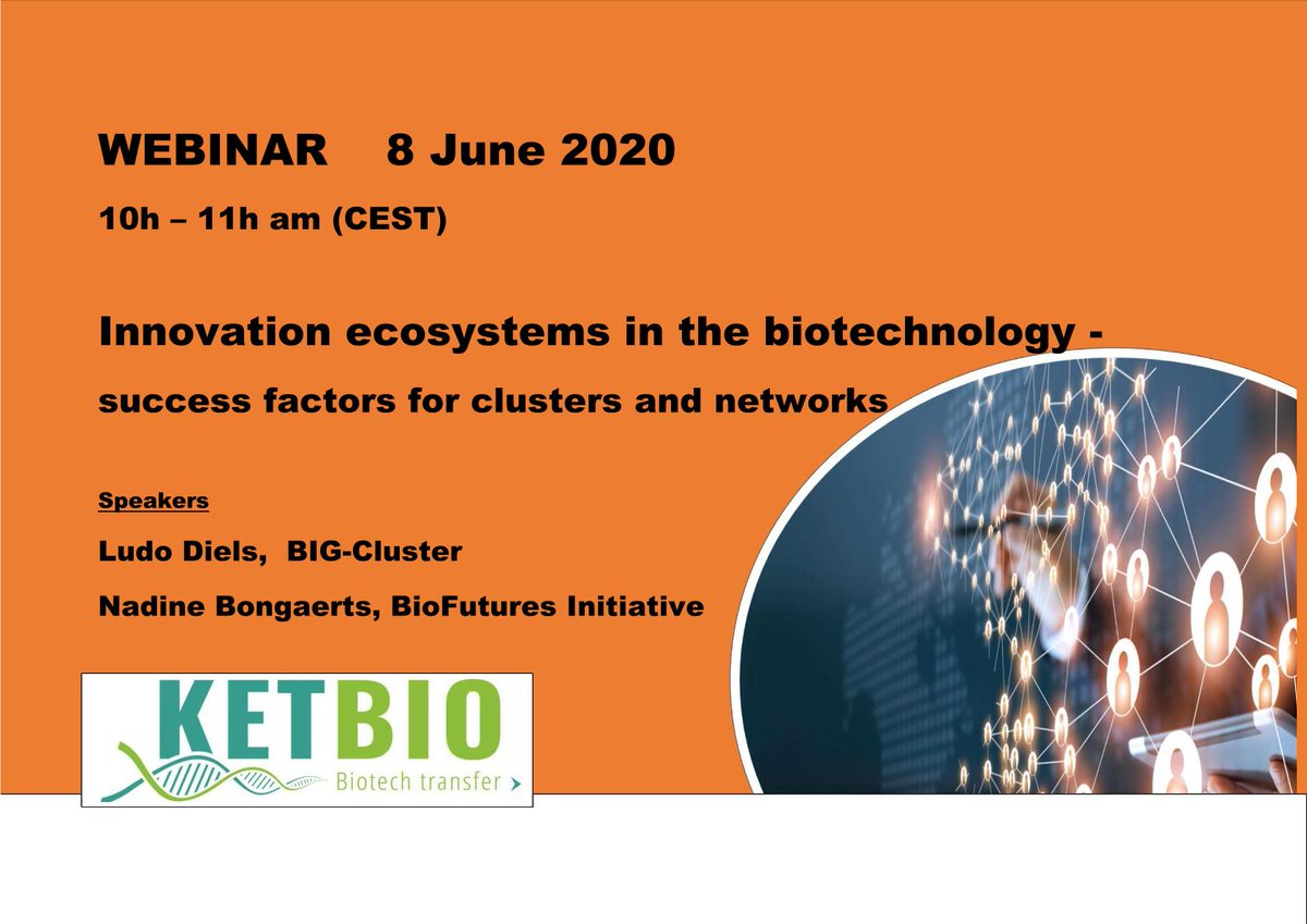 KETBIO_biotech's tweet photo. Top #innovation in supportive #ecoystems: Our webinar MON 8/6 is on #biotech clusters & networks. With: Ludo Diels, Antwerp University, "BIG-Cluster"; Nadine Bongaerts, PostDoc researcher & @HelloTomorrow @Bio_Futures Initiative. Click: https://t.co/OsYolE5gJu
@eueic @TWB_Biotech https://t.co/Kr39rDtrt4