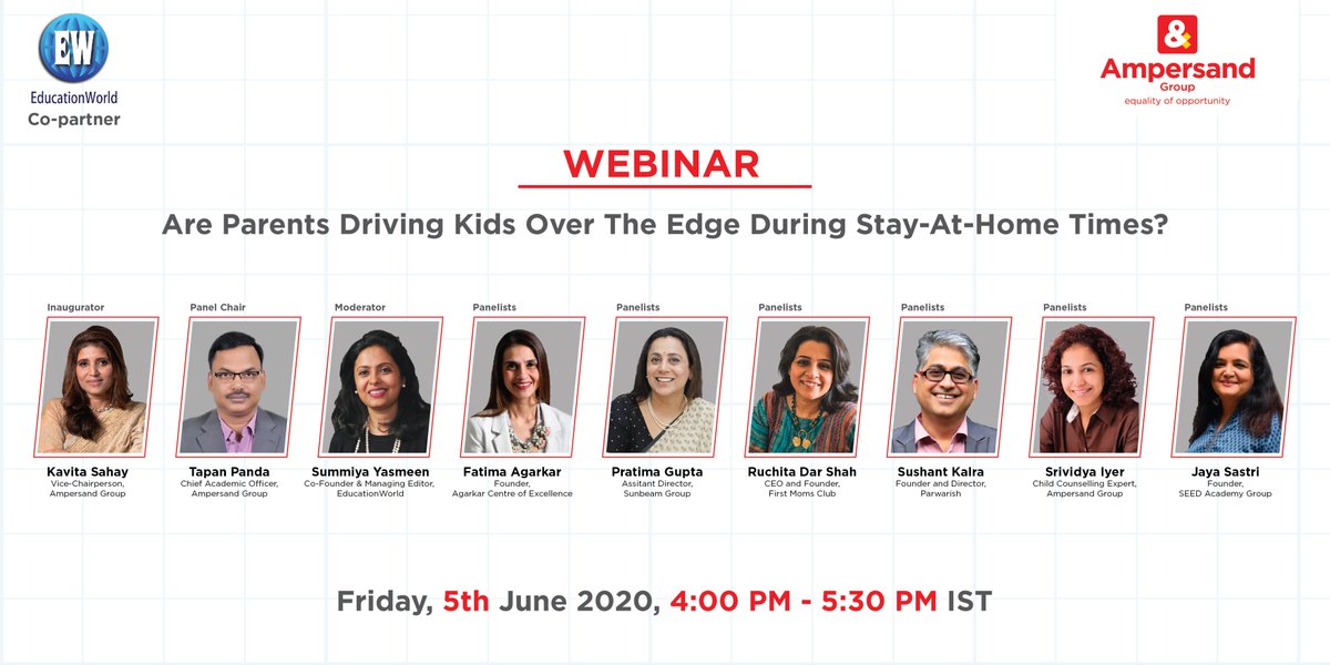 oldaccount891's tweet image. Join us in our fifth webinar to know how staying at home during the pandemic is affecting parents and children.
Register now - bit.ly/2AEQKgB
#StayHome #Webinar #ExpertDiscussion
@Sushantkal