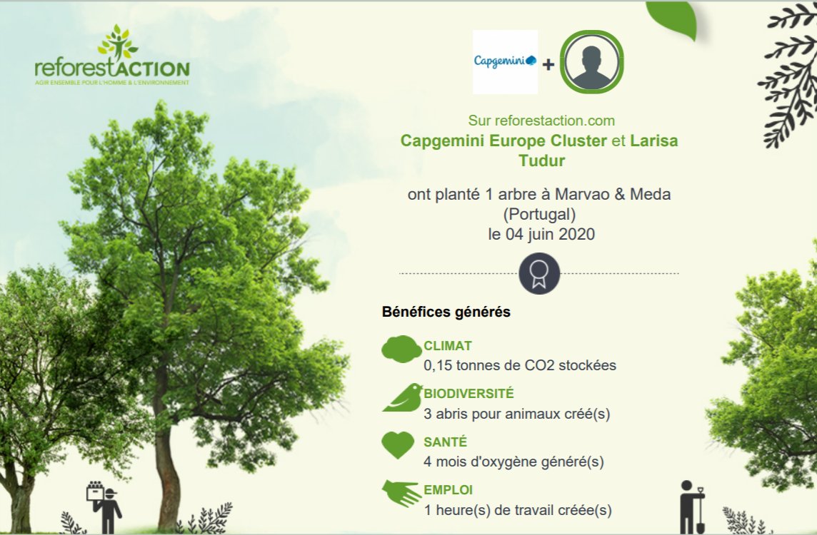 marra_13's tweet photo. Today I planted a tree! #Capgemini engages to reduce CO2 by 30% by 2030 for its employees. Plant yours on https://t.co/fpIFUOtFnn https://t.co/g9UsPIYHLL