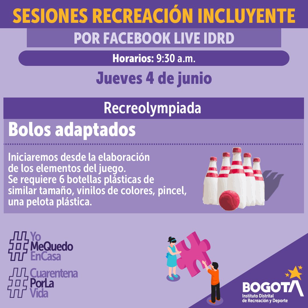 IDRD's tweet photo. #EnVivo 🔴 | Participa desde casa de nuestras actividades adaptadas para la población con discapacidad, sus familias y cuidadores.🧔👩👦👧🧓👴
https://t.co/uqEynx0N9J https://t.co/U5yssoWsnT