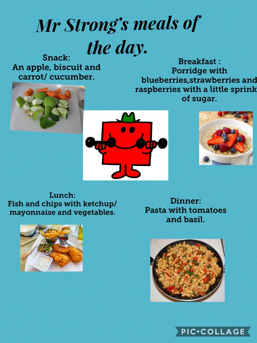AlvertonCOR's tweet photo. Mr Men posed a tricky problem for our healthy eating challenge! Mr Skinny needed lots of fats and Mr Strong lots of carbs!@alvertonschool https://t.co/wvWmSyEPxi