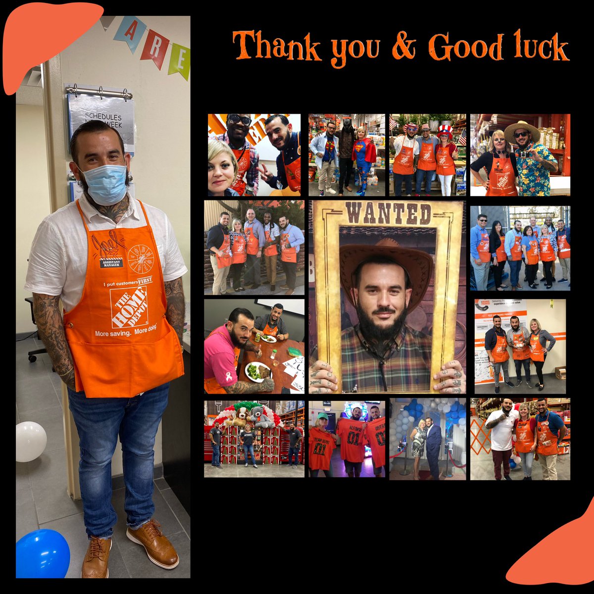 Today 6302 would like to say thank you and good luck to Joel. The past 2.5 years you helped motivate and mold our management team. You inspired associates to do their best, you challenged them. Together we built a new 6302.  I wish you nothing but the best.