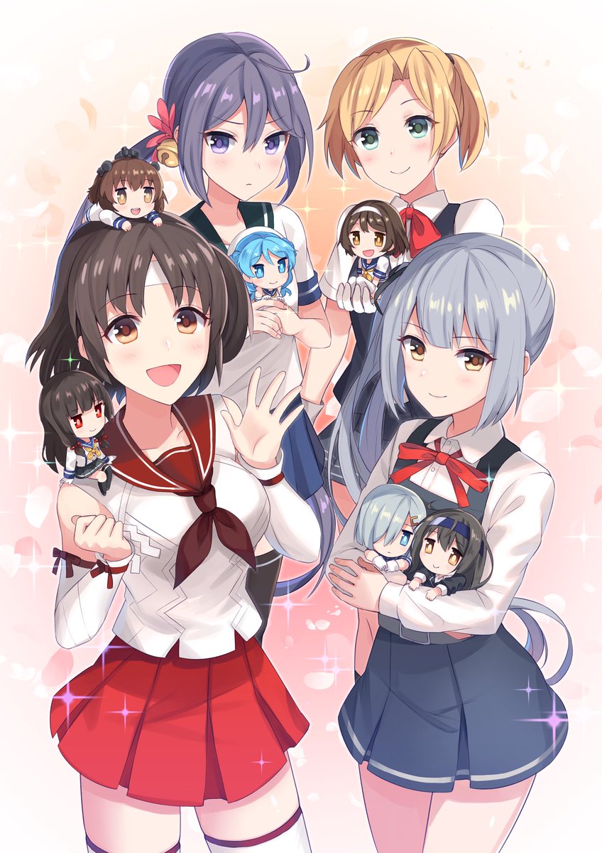 曙(艦これ) ,浜風(艦これ) ,磯風(艦これ) ,長良(こあんこれ) ,浦風(艦これ) 「17駆オンリーのメインビジュアル描かせていただきました!というわけで17駆と造船」|煎餅 9/24十七駆オンリーのイラスト