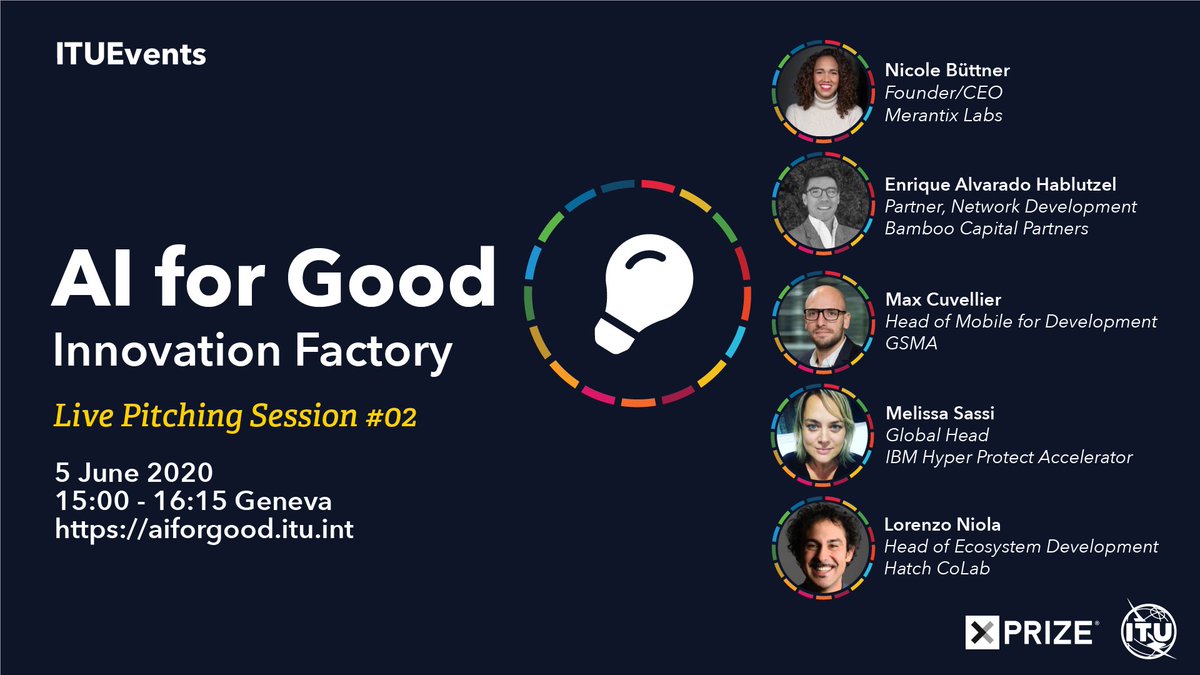 Looking forward to being part of the judging panel of the @ITU #AIforGood Innovation Factory Live Pitching session tomorrow with @nicolebuettner, @mentorafrika, @Hablutzelluis & @loreniola. Come listen to the pitches with us! 📅 Tomorrow Friday, 1pm GMT: aiforgood.itu.int/events/ai-for-…