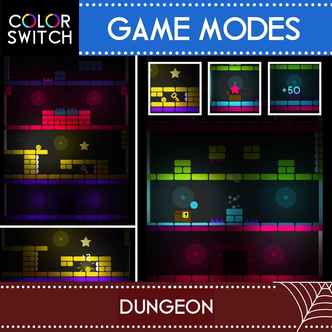 ColorSwitch's tweet image. DUNGEON
Descend into madness as you seek the Key 🗝
Can you unlock the treasure?🔐⭐
Double jump your way through 80 tantalizingly torturous levels and an Endless Mode
Download 30+ modes for FREE @ colorswitchworld.com
#ColorSwitch #ColorSwitchModes #Dungeon #UnlockTheTreasure