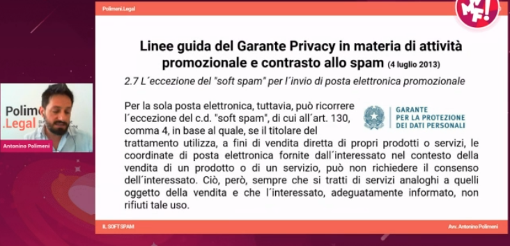 [Legal] <a href="/AntoPolimeni/">Antonino Polimeni</a> Linee guida del Garante Privacy in materia di attività promozionale e contrasto allo spam

#WMF2020