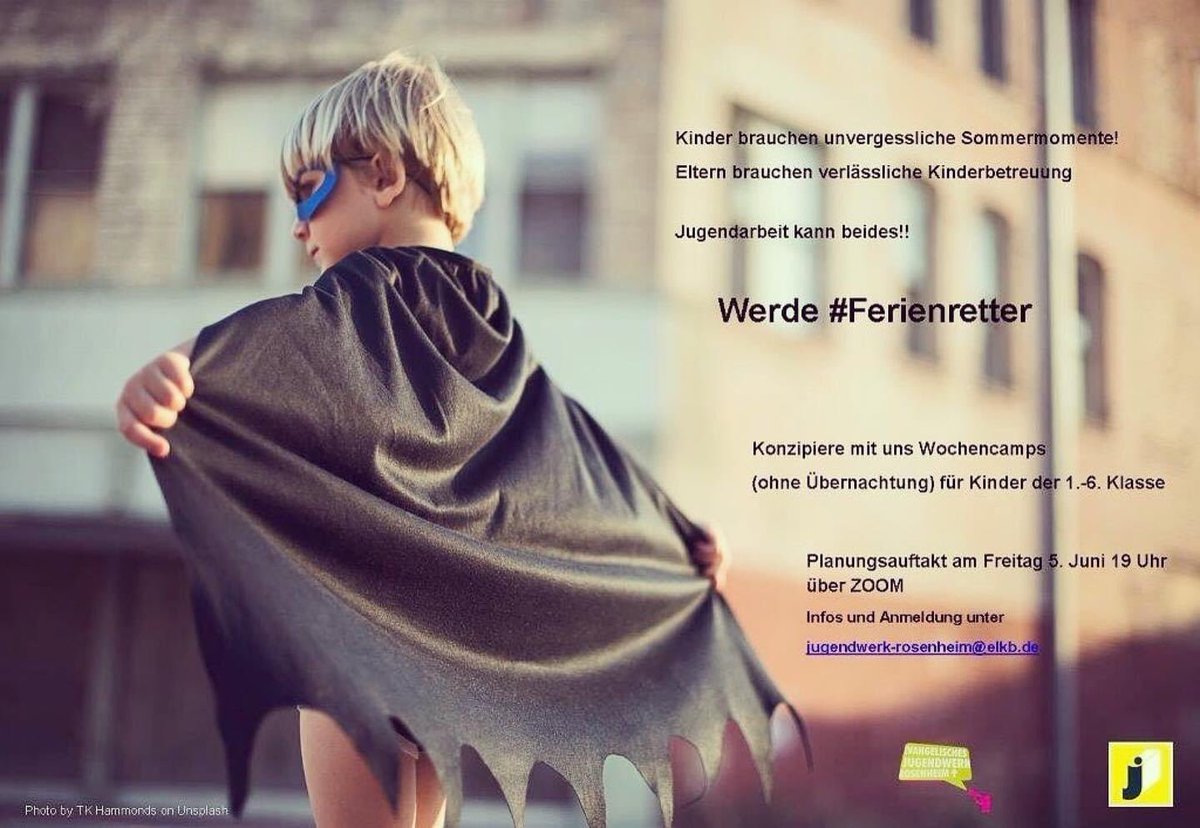 werde #ferienretter 
kinder brauchen unvergessliche sommermomente - Eltern brauchen verlässliche kinderbetreuung - jugendarbeit kann beides!!!