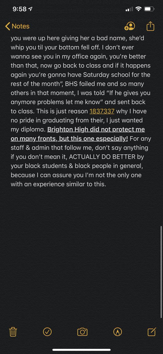 ajblackwxll's tweet photo. RETWEET! We know there’s only a certain demographic you actually cater too. We know the last name you have depends on the treatment you’re given. Do better. Feel free to share with any staff &amp; admin you follow. @BrightonHighTN https://t.co/KqyoVobGNR
