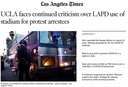 ChallengeIneq's tweet image. #BREAKING: LAPD states to @latimes that @UCLA approved command post in Jackie Robinson Stadium on Sunday "in preparation for planned demonstrations in Westwood." Via @AgrawalNina➡️ lat.ms/3eIA3j6 Then @UCLAchancellor admitted it was "a mistake."➡️ bit.ly/3eU0XVD