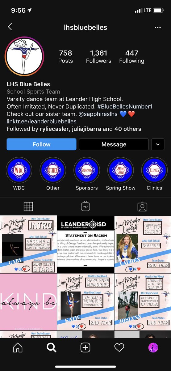 MikaylaSeeliger's tweet photo. After posting a statement from Leander ISD on  racism a group of students expressed their experiences with discrimination in the Blue Belles organization. This morning those comments were hidden and the organization continued to post other content ignoring the issues stated. https://t.co/xt64mVlxu0