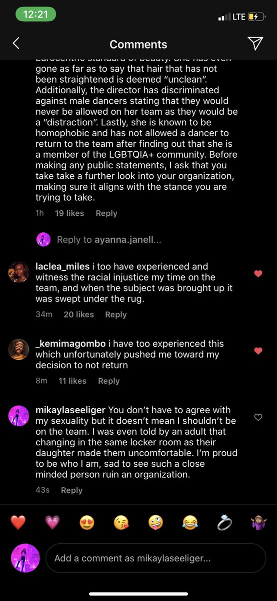 MikaylaSeeliger's tweet photo. After posting a statement from Leander ISD on  racism a group of students expressed their experiences with discrimination in the Blue Belles organization. This morning those comments were hidden and the organization continued to post other content ignoring the issues stated. https://t.co/xt64mVlxu0