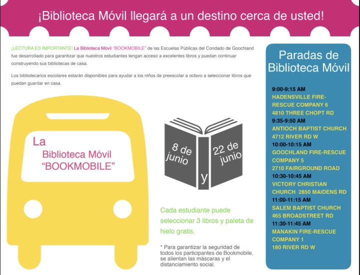 sagGEYER's tweet image. The @glndschools Summer Mobile Library is coming to a destination near you! 📚 June 8 / June 22