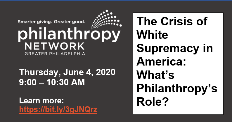 philanthropyPHL's tweet photo. Thx to all who joined this morning's convo about #philanthropy's role in dismantling white supremacy and to @DwayneWharton, @OmarWoodard, @farrahparkes &amp; Noelle Warford for sharing their knowledge &amp; insights. A recording &amp; resources will be posted soon. https://t.co/QGXYS0cWwu https://t.co/FX9LZ5s8S4