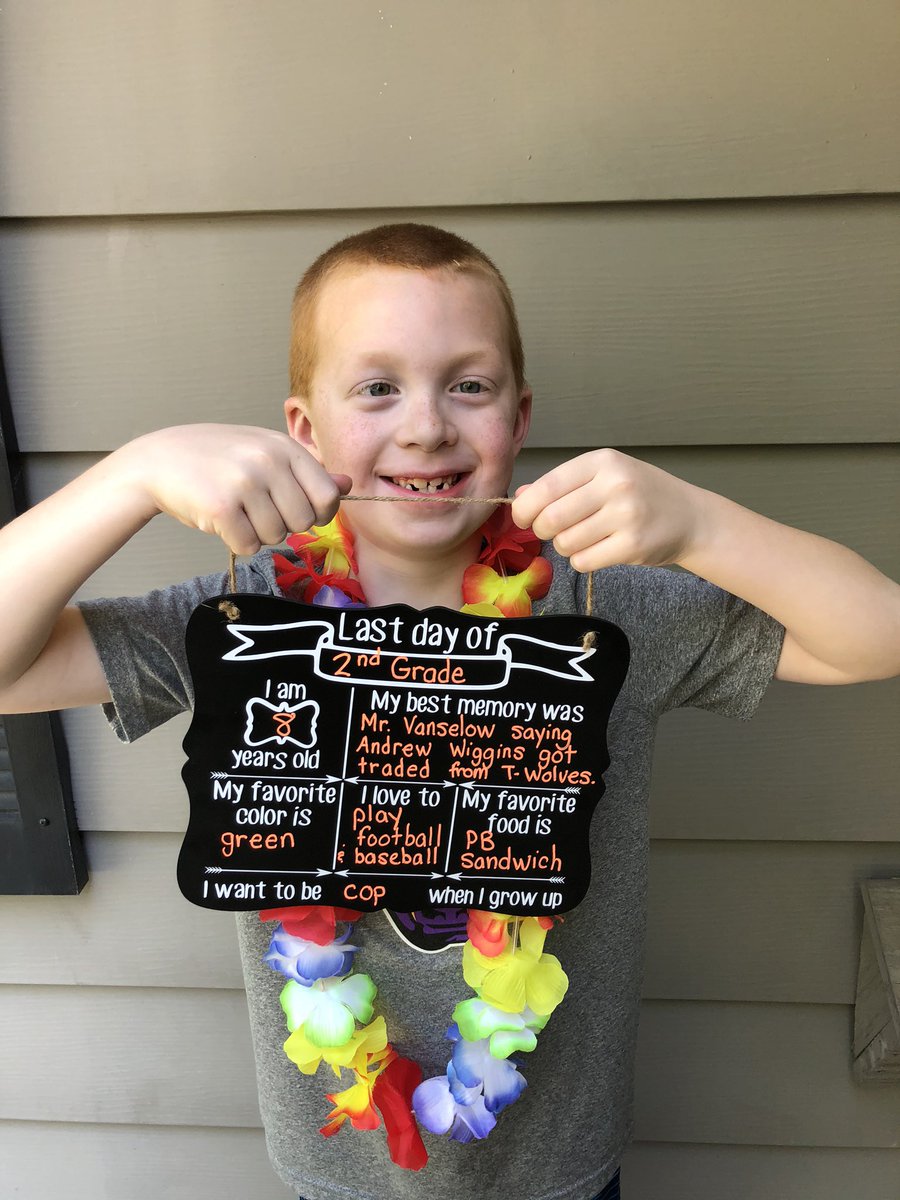 lizdrahota's tweet photo. Last day of 2nd grade! We made it through the craziest school year. We are so thankful that Dayne had another amazing teacher at Washington with Mr. Vanselow! #ReadyForSummerBreak 🎉☀️🎉 https://t.co/a5UI3UxQ8l