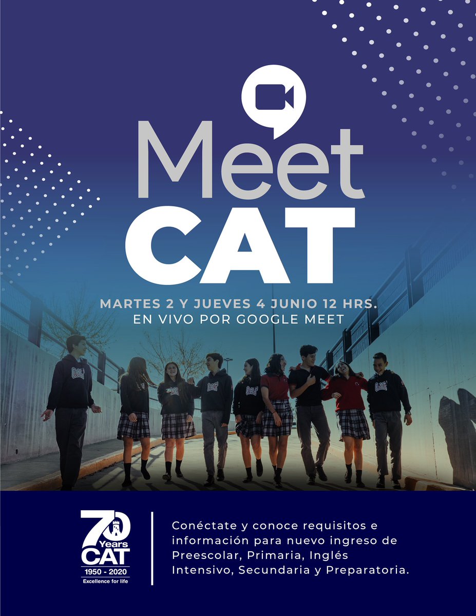 CATtorreon's tweet photo. ¡Los esperamos HOY en punto de las 12 hrs!
Únete a nuestra junta informativa para NUEVO INGRESO vía Google Meet.
Sólo ingresa dándole click al siguiente link:
https://t.co/EmKiSgIcEX

#CATogether #weareCAT #excellenceforlife https://t.co/YRbHxkebLw