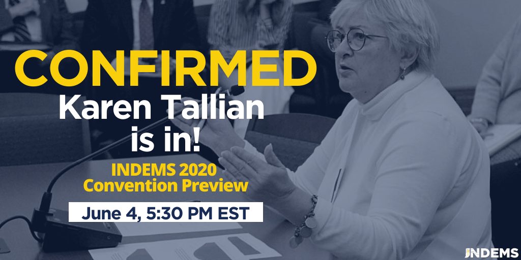 INDems's tweet photo. Are you ready for our 2020 Convention Preview Broadcast? Tune in tonight on https://t.co/QHsLBhPtdN at 5:30 PM EST! #2020Preview https://t.co/jzne69AOx8