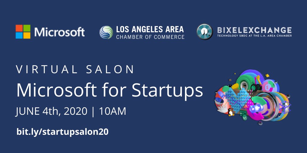 We are excited to host a virtual salon with <a href="/Microsoft/">Microsoft</a> <a href="/LAAreaChamber/">L.A. Area Chamber</a> for Startups today at 10am.

Register: bit.ly/startupsalon20

 #SocialEntrepreneurship #MicrosoftforStartups #TechLA #LongLA