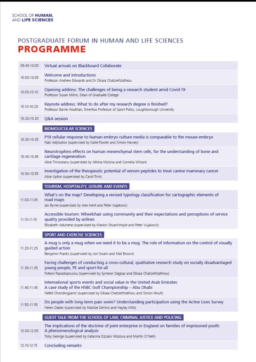 Professor Dikaia Chatziefstathiou (@dikaiac) on Twitter photo 2/3 In the morning 10:00am-12:15pm we have the Postgraduate Research Forum in Human and Life Sciences. Programme attached. DM me if you want the link for joining <a href="/cccu_hls/">Human&Life Sciences</a> <a href="/CanterburyCCUni/">Canterbury Christ Church University</a> #PGForumHLS 2/3 In the morning 10:00am-12:15pm we have the Postgraduate Research Forum in Human and Life Sciences. Programme attached. DM me if you want the link for joining <a href="/cccu_hls/">Human&Life Sciences</a> <a href="/CanterburyCCUni/">Canterbury Christ Church University</a> #PGForumHLS