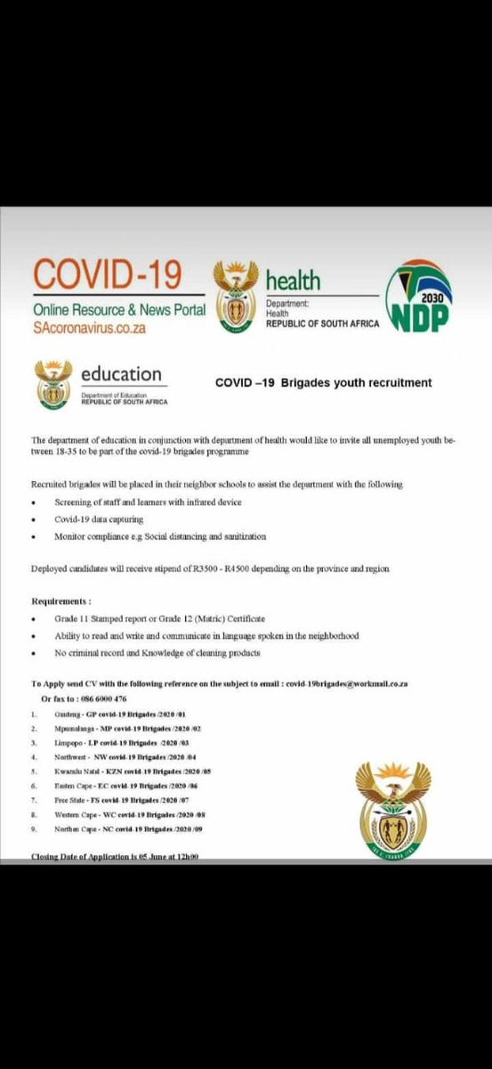 FutureAzania_'s tweet photo. @Melvinsibiya @PositivelyNot @SAgovnews Also possibly look at applying as a brigade in your area. https://t.co/iyVg7b4usv