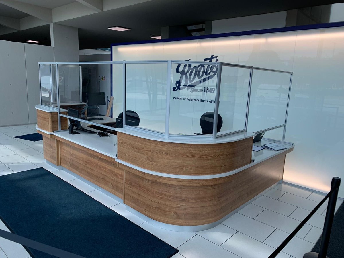 YESSSElectrical's tweet photo. The new range of #Protective #Screens from @HelloVisualite are perfect for reception areas. Pictured is a recent install at Boots Head Office in Nottingham. Simple to install, supplied with or without graphics and fully compliant to fire regulations. #VisualiteProtectiveSolutions https://t.co/EINSizquOX