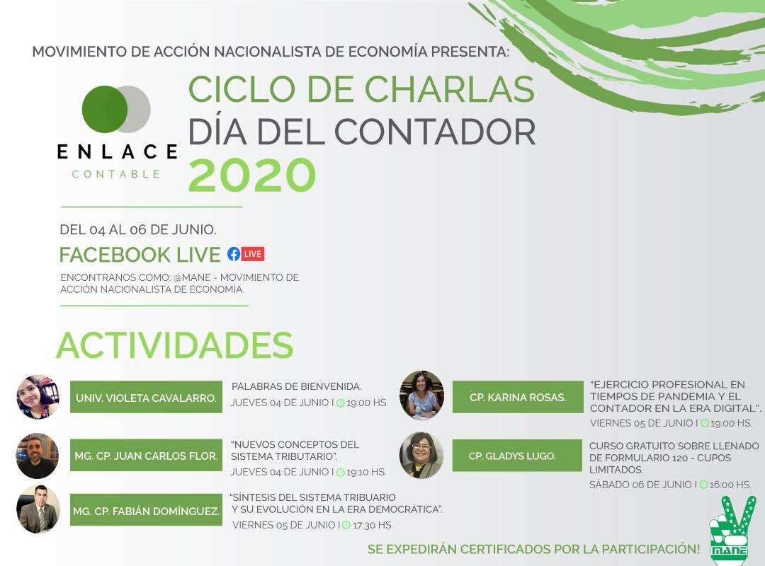 MANEoficial's tweet photo. ¡Te traemos un ciclo de charlas en conmemoración al día del contador! 💚✌🏻
📌 EMPEZAMOS HOY
✅ Recorda que las charlas incluyen certificación para los participantes 
👉🏻 Al final de la charla se dará el acceso para los certificados.
#MANE #DiaDelContador https://t.co/1B4BZIzjUs