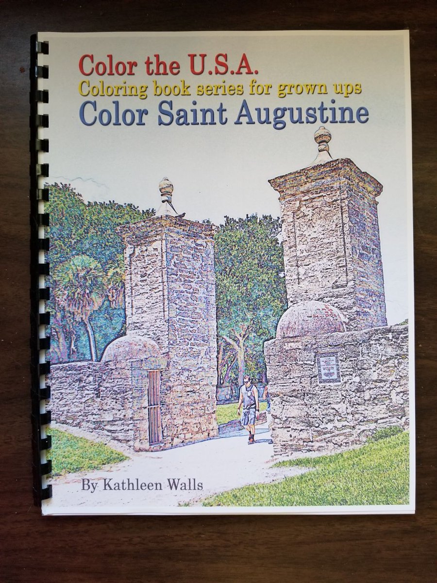 katywalls's tweet photo. Travel virtually to St. Augustine with my adult coloring book. I took photos & turned them into coloring pages. Used spiral binding so pages lie flat. 30 pictures with photos. @VisitStA #VisitStA #Travel #coloringbook https://t.co/9CguZShCYW https://t.co/kN0Ez38KCH