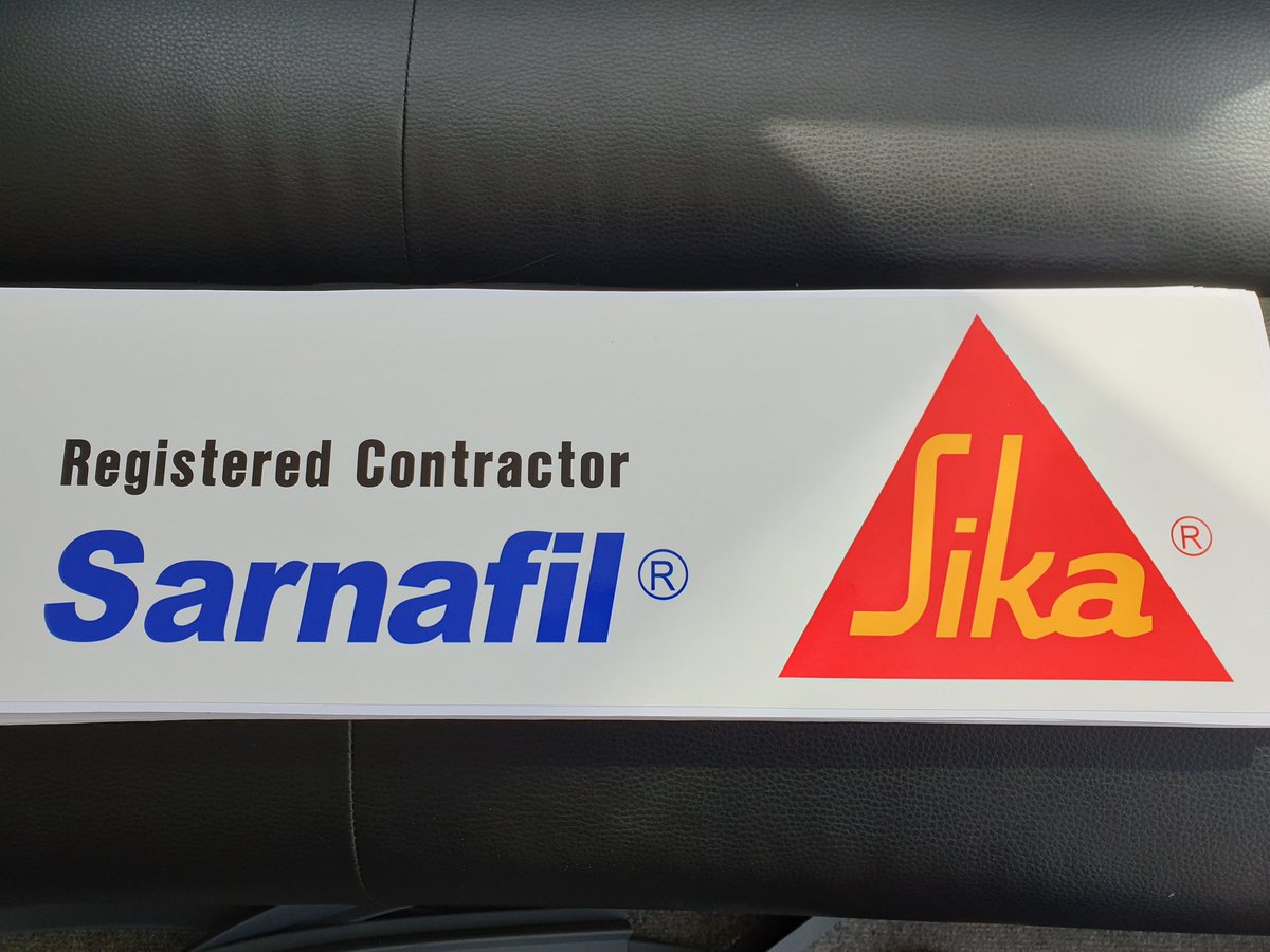 Just collected our new @SikaSarnafilUK signs for our vans. Looking forward to seeing these go on, spreading the good word. #wearesarnafil