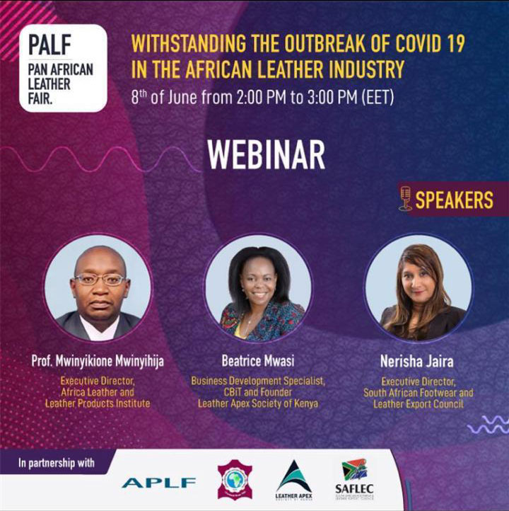 bit.ly/2zRxj3X
Dont forget to attend Pan African Leather Fair webinar to hear from the experts the impact of COVID19 on the leather industry