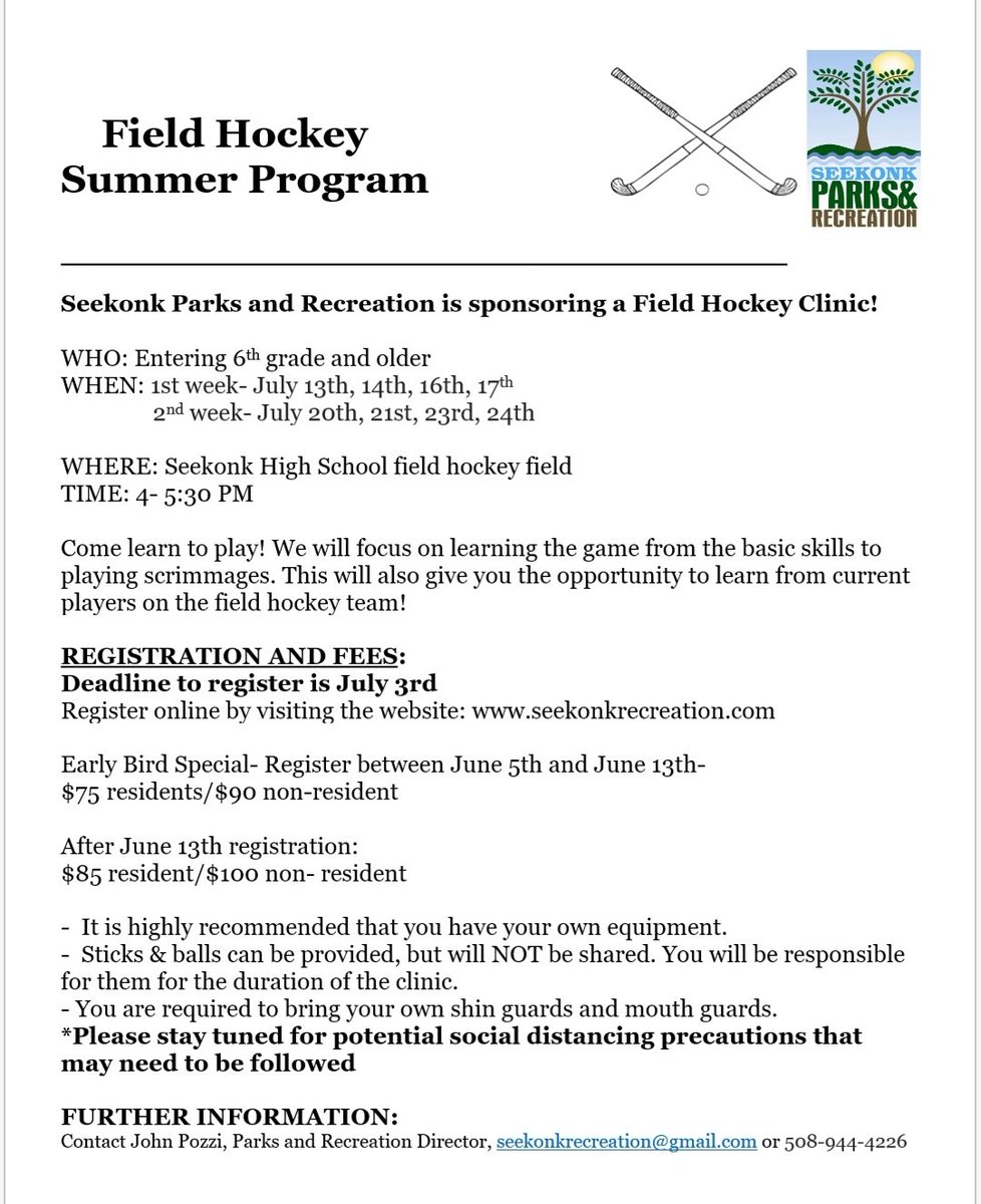 It is that time of year again!! Come learn to play field hockey in a 2 week summer clinic hosted by me! No experience is required. Discount for signing up early! Signs up are open! Go sign up today! ❤ 🏑 please share! <a href="/HurleyMiddle/">Dr. Kevin Hurley MS</a>