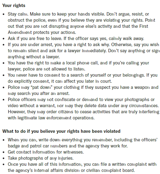 If you are stopped by a police at a protest know your rights via  @ACLU