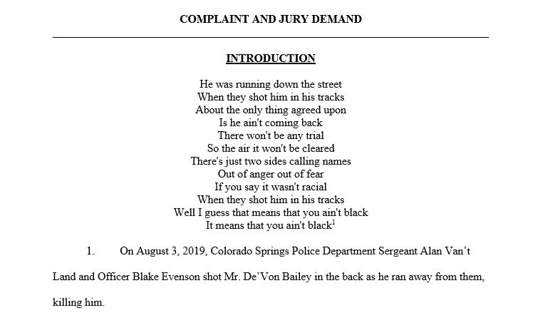 LeighSPaterson's tweet image. De'Von Bailey's family filed a civil suit in federal court today against #ColoradoSprings police. 

The 19-year old died after being shot in the back. His infant son is one of the plaintiffs: bit.ly/2z3Py6j

#denverprotests #denverprotest