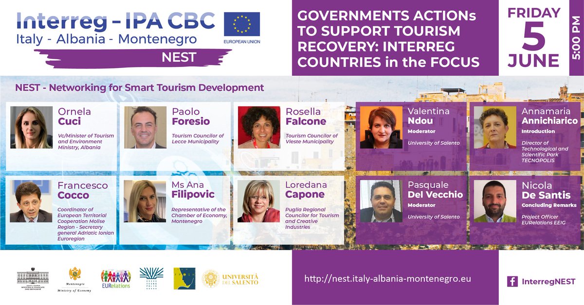 padeve's tweet image. #Tourism after #lockdown in the Ionian-Adriatic Area! How to restart? Soon online the second talk of  #NEST project, with institutional and political stakeholders! 
#interreg #europeinmyregion #italyalbaniamontenegro #unisalento