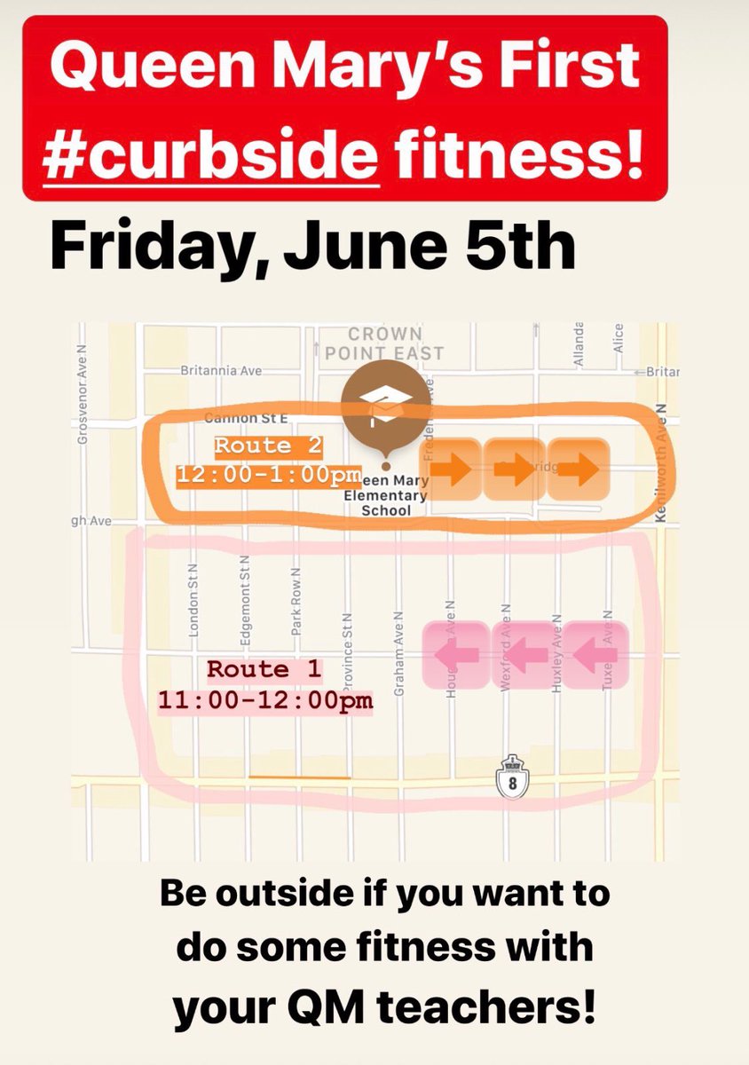 Come join us tomorrow mornkng for QM’s first curbside fitness. Look at the map to see when we will be in your area!