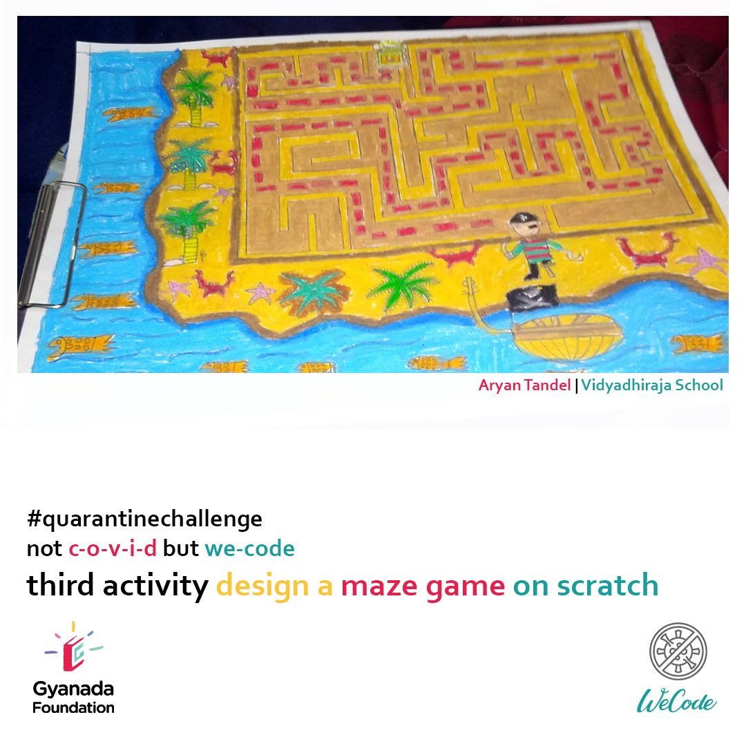 Gyanada_Fdn's tweet photo. Yet another interesting activity of our #quarantinechallenge week 3, was to design a maze game on scratch. 

We usually 'solve' puzzles and maze game challenges. But there's a whole new perspective involved in 'creating' one. Have a look at the variety of submissions we received! https://t.co/d6FmkvEWkw