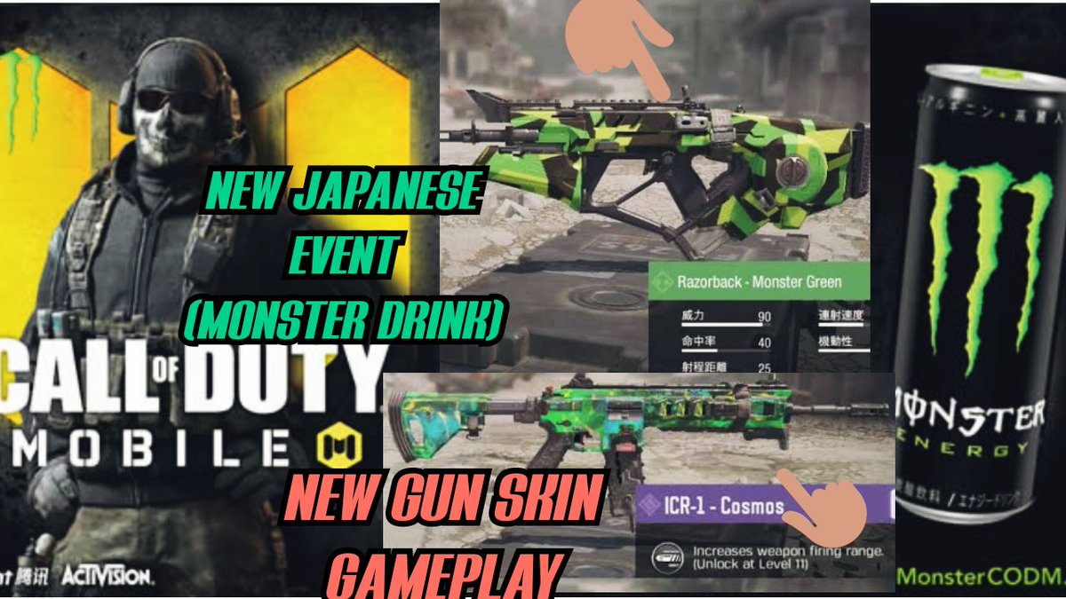 Call Of Duty Mobile Video Live Now T Co Yowvknswor New Japanese Monster Drink Event New Monster Drink Event To Claim Exclusive Rewards Icr Cosmos Gameplay Razorback Monster Gameplay