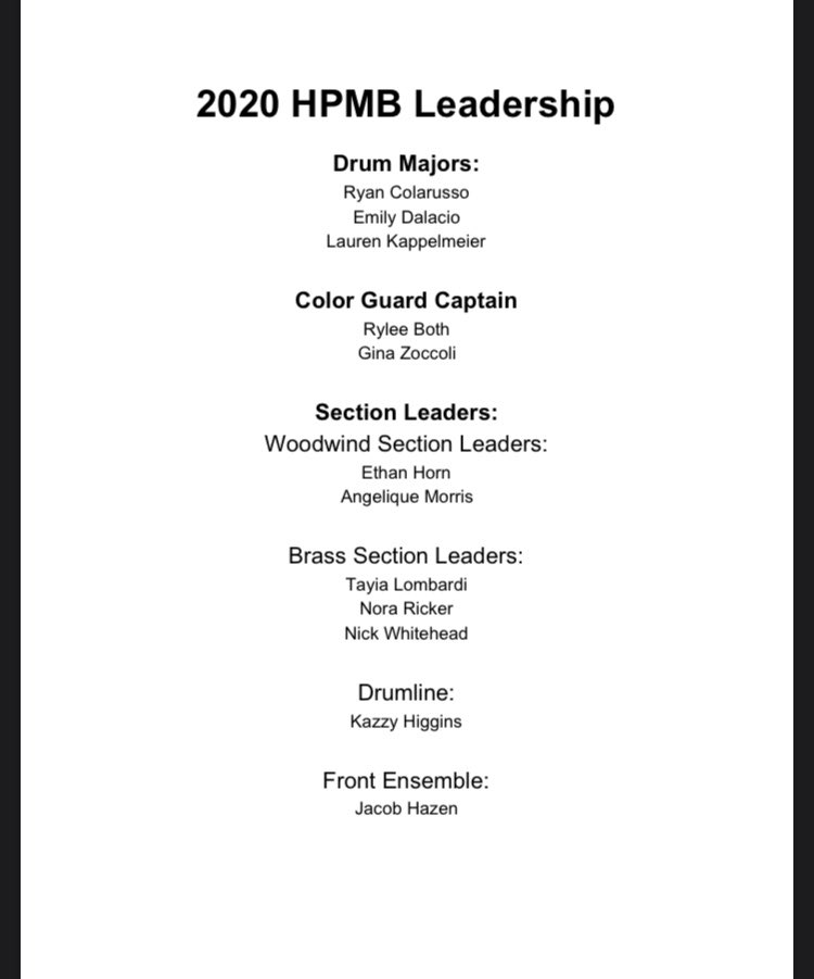 Congratulations to everyone who was selected to be a drum major or section leader for the 2020 Marching Wildcats season!!🥁🎷🎺 #marchingband @hprhs_gina <a href="/HPRwildcats/">High Point Regional High School</a> <a href="/hprhs_angelina/">angie</a> @hprhs_tayia